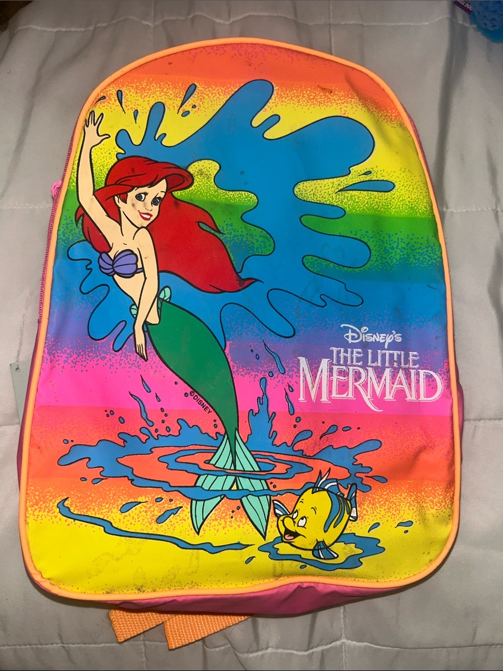 vintage 1990s Disney's "The Little Mermaid" rainbow splash vinyl backpack